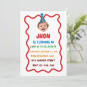 オリジナル写真 赤ちゃん 誕生日招待状 かわいいベイビー 招待状 (スタンド正面)