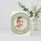 オリジナル写真 1歳誕生日 - パーソナライズ ポストカード (スタンド正面)