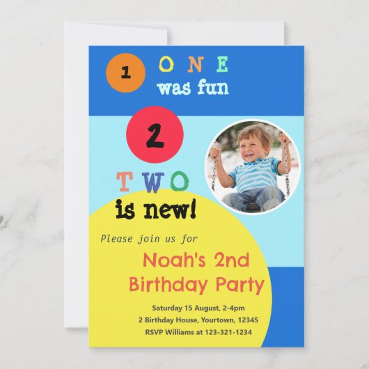 オリジナル写真 2歳の誕生日パーティー招待状 招待状 (正面)