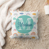 オリジナル刺繍の虹色の枕 クッション (ブランケット)