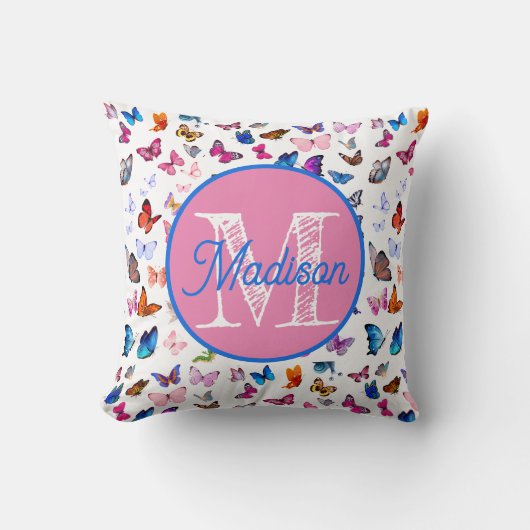 オリジナル刺繍の蝶のクッション クッション (正面)