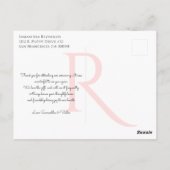 オリジナル刺繍の赤いポピー on ブラック サンクス ポストカード (裏面)