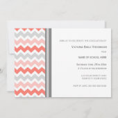 オリジナル卒業パーティー招待状 コーラルシェブロン 招待状 (裏面)