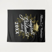 オリジナル卒業式 ゴールデンスター バースト 背景 タペストリー (正面(横))