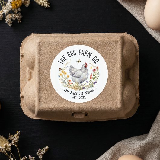 オリジナル卵農場ステッカー 水彩鶏ロゴ ラウンドシール