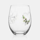 オリジナル名のブライズシャワー 感謝 ステムなしワイングラス (左)