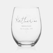オリジナル名のブライズメイド記念品 ステムなしワイングラス (裏面)