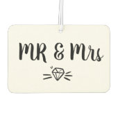 オリジナル名の花嫁と花婿のモダンブラシスクリプト カーエアーフレッシュナー (裏面)