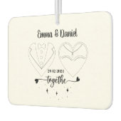 オリジナル名の花嫁と花婿のモダンブラシスクリプト カーエアーフレッシュナー (左)