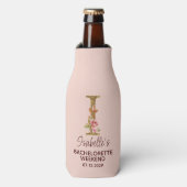 オリジナル名イニシャルI ゴールド ブラッシュ ピンク ローズ ボトルクーラー (ボトル正面)