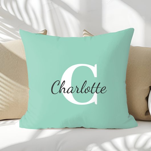 オリジナル名カスタム ミニマル モノグラム クッション