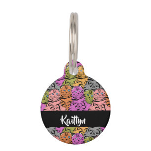 オリジナル名ストライプ キティーズ ペット　ネームタグ