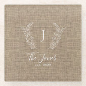 オリジナル名入りの家族向けの素朴な麻布 ガラスコースター (正面)