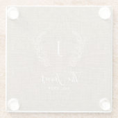 オリジナル名入りの家族向けの素朴な麻布 ガラスコースター (裏面)