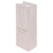 オリジナル名入りグリーティング シックゴールド スクリプト ブラッシュピンク ワインギフトバッグ (裏面アングル)