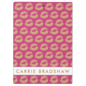 オリジナル名入り ゴールド グリッター リップ ピンク クリップボード (裏面)