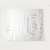 オリジナル名入り ゴールド コンフェッティ ウェディング スクリプト タペストリー (正面(横))