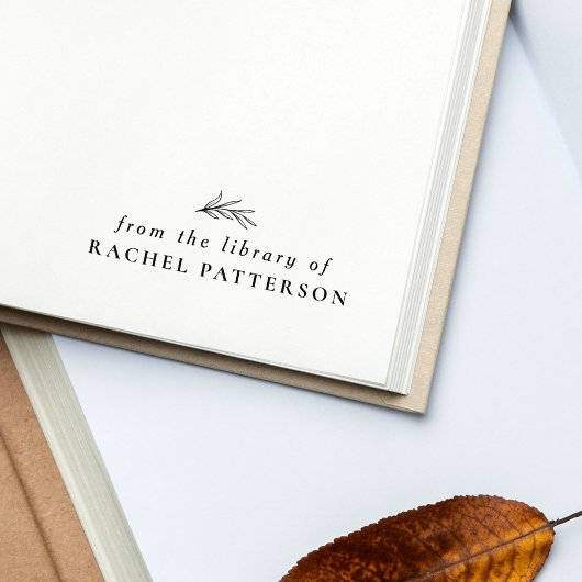 オリジナル名入り シンプル ボタニカル 図書館スタンプ セルフインキングスタンプ