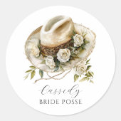 オリジナル名入り ブライダル ポッセ フラワー カウガール ハット カスタムネーム ラウンドシール (正面)