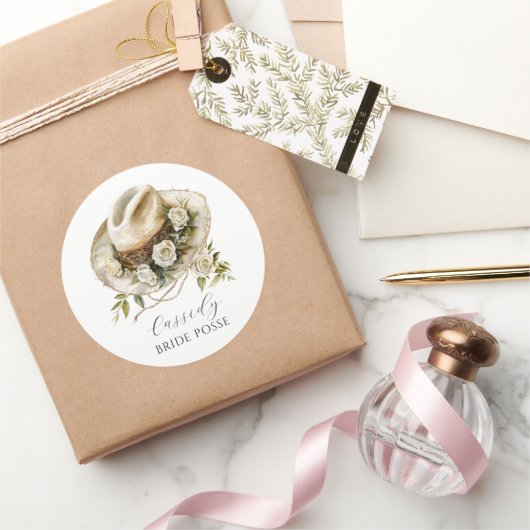 オリジナル名入り ブライダル ポッセ フラワー カウガール ハット カスタムネーム ラウンドシール (ギフト)