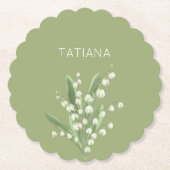 オリジナル名入り 5月 ユリの谷の花束 ペーパーコースター (正面)