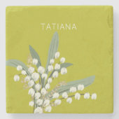 オリジナル名入り 5月 リリー・オブ・ザ・バレー 花束 ストーンコースター (正面)