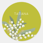 オリジナル名入り 5月 リリー・オブ・ザ・バレー 花束 ラウンドシール (正面)