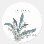 オリジナル名入り 5月 リリー・オブ・ザ・バレー 花束 ラウンドシール (正面)