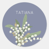 オリジナル名入り 5月 リリー・オブ・ザ・バレー 花束 ラウンドシール (正面)