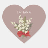 オリジナル名入り 5月 リング・オブ・ザ・ヴァレー 花束 ハートシール (正面)