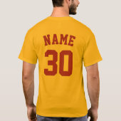 オリジナル名前と番号の野球チーム Tシャツ (裏面)