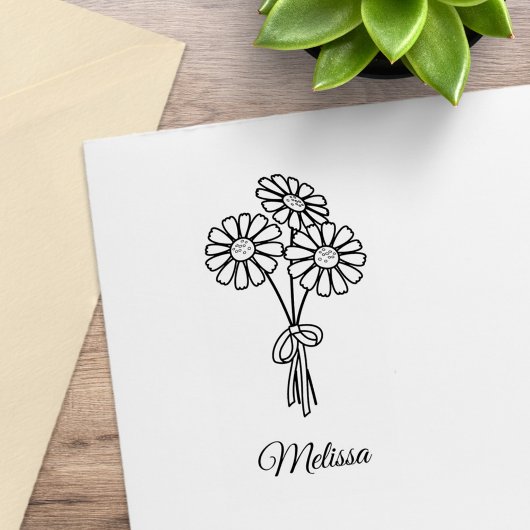 オリジナル名前のデイジー花束 ラバースタンプ