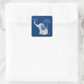 オリジナル名 かわいいゾウとパームツリー ブルー スクエアシール (バッグ)