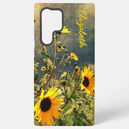 オリジナル名 ひまわり ヴィンテージ テクスチャ SAMSUNG GALAXYケース (裏面)