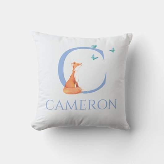 オリジナル名 わたしの小さな狐、蝶を見る クッション (正面)