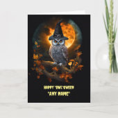 オリジナル名 ハッピーハロウィン かわいいフクロウ 秋 カード (正面)