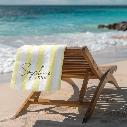 オリジナル名 ブライズ イエローストライプ バチェロレッテ ギフト ビーチタオル