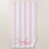 オリジナル名 ブライズ ピンクストライプ | ブライズパーティー ギフト ビーチタオル (正面)