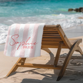 オリジナル名 ブライド ピンクストライプ |  ブライズパーティー ギフト ビーチタオル