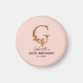 オリジナル名 レター G ゴールド ブラッシュ ピンク ローズ マグネット (正面)