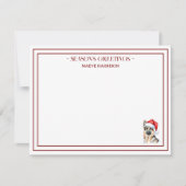 オリジナル名 手描きのドイツシェパード サンタ帽 ノートカード (正面)