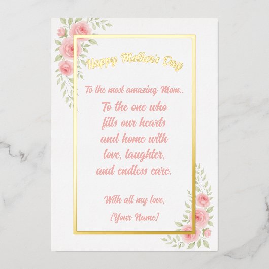 オリジナル名 母の日 ホイル カード おしゃれな花 (正面)