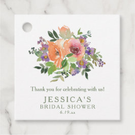 オリジナル名 水彩オレンジ 花 フラワー ブライダルシャワー フェイバータグ