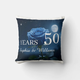 オリジナル名＆特別な年 ロマンチック ブルーローズ クッション