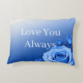 オリジナル名＆特別な年 ロマンチック ブルー ローズ アクセントクッション (裏面)