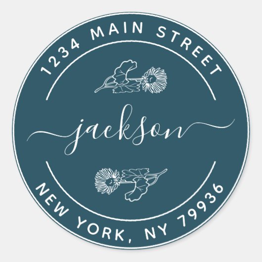 オリジナル名 現代の丸い返信住所ラベル ラウンドシール (正面)