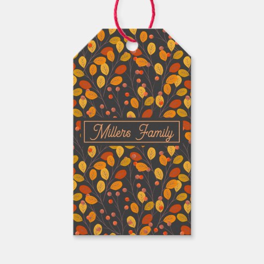 オリジナル名 秋の落ち葉 ギフトタグ (正面)