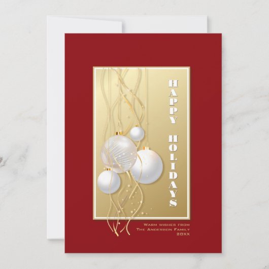 オリジナル名 赤と金のホリデーグリーティング シーズンカード (正面)
