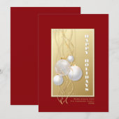 オリジナル名 赤と金のホリデーグリーティング シーズンカード (正面/裏面)