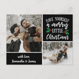 オリジナル名 2 枚の写真を飾るクリスマスコラージュ ポストカード